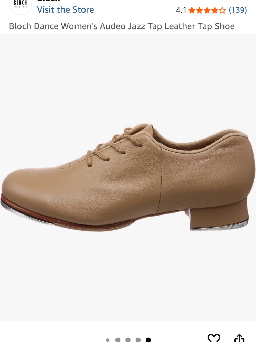 Bloch Women's Tan Leather Lace-Up Oxford Dance Shoes - Picture 6 of 6